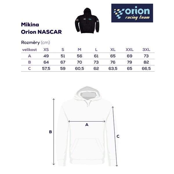 Mikina s kapucí Orion NASCAR vel. XS